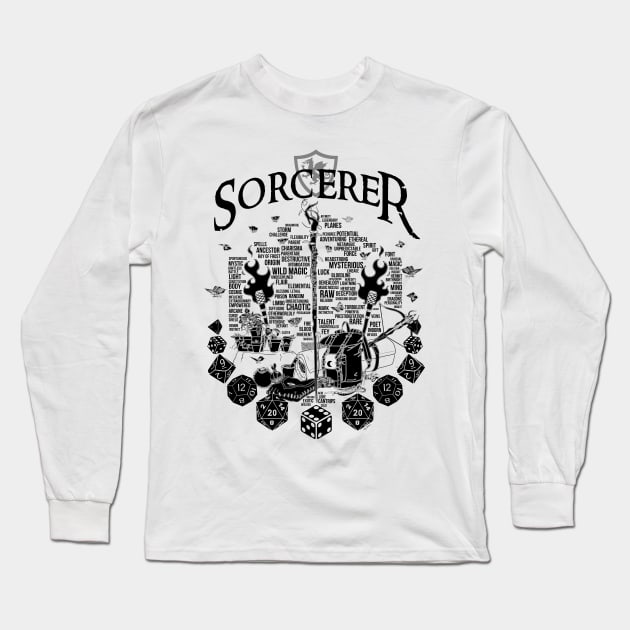 RPG Class Series: Sorcerer - Black Version Long Sleeve T-Shirt by Milmino